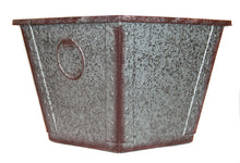 Load image into Gallery viewer, 12" Square Poly-resin flower pot garden planter in faux galvanized finish corner view