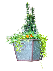 The Gateway Home Faux Galvanized Garden Planter Flower Pot Poly-resin