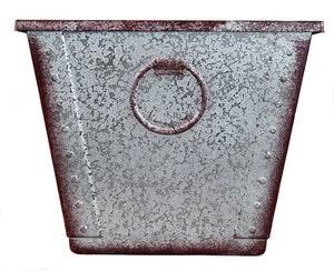 12" Square Poly-resin garden planter flower pot in faux galvanized finish front view