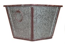 Load image into Gallery viewer, 12&quot; Square Poly-resin flower pot garden planter in faux galvanized finish corner view
